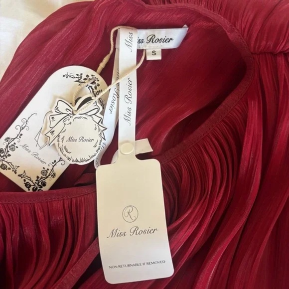 Miss Rosier NWT Eugenie Red Fully Pleated Ruffled Mini Dress Small S - Picture 8 of 12